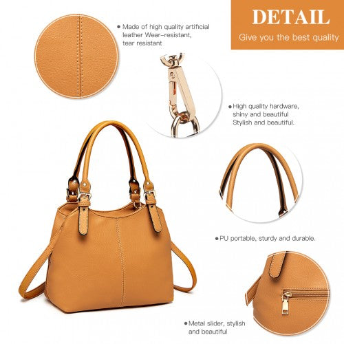 Miss Lulu Multi Compartment Shoulder Bag - Brown