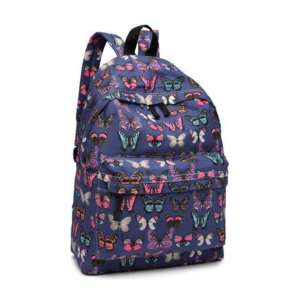 Miss Lulu Large Backpack Butterfly Navy
