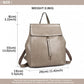 Miss Lulu Vintage Oil-Wax Faux Leather Backpack - Grey