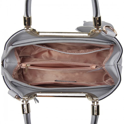 Miss Lulu PU Leather Rose Hanging Ornament Handbag - Grey