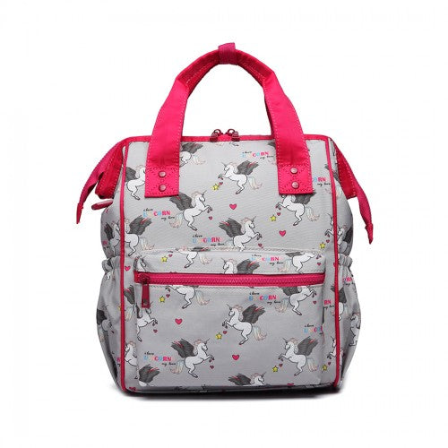 Miss Lulu Child's Unicorn Backpack With Pencil Case - Grey