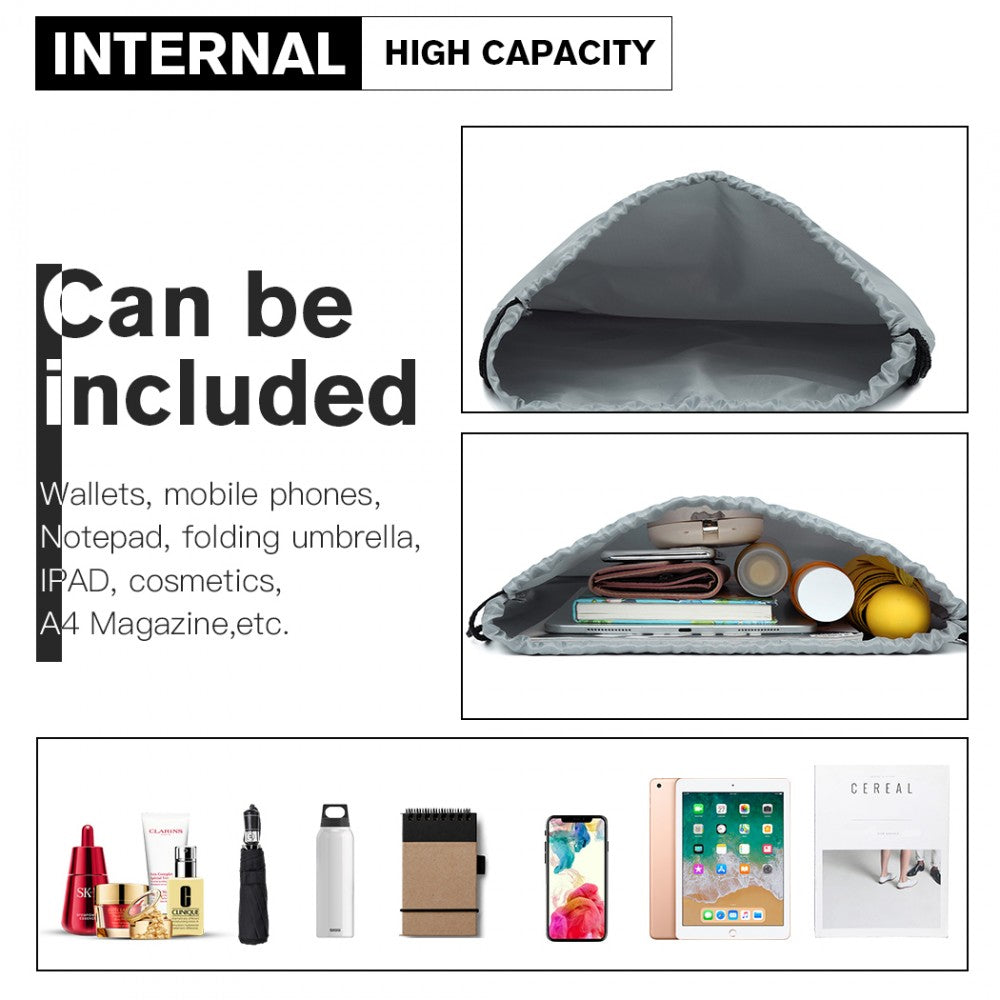 Kono Polyester Drawstring Backpack - Grey