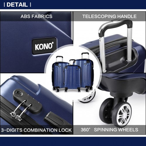 Kono 20 Inch Bandage Effect Hard Shell Suitcase - Navy