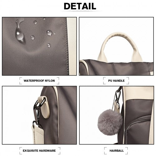 Miss Lulu Two Way Anti-Theft Backpack With Pom Pom Pendant