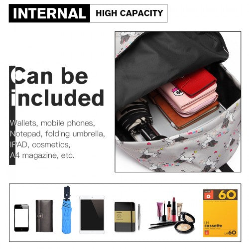 Miss Lulu Large Backpack Unicorn Print