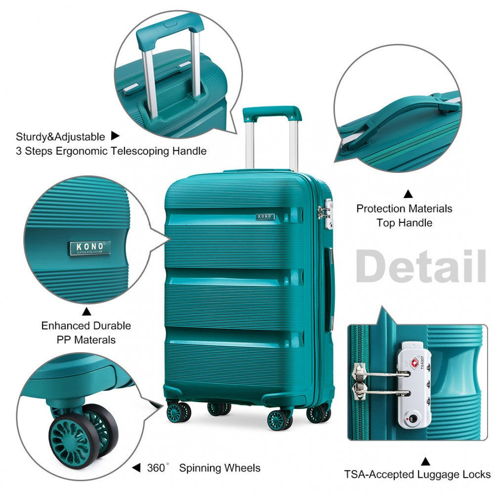 Kono 20 Inch Cabin Size Bright Hard Shell PpPSuitcase - Classic Collection - Blue/Green