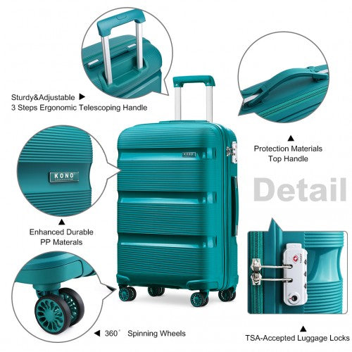 Kono 24 Inch Bright Hard Shell Pp Suitcase - Classic Collection - Blue/Green