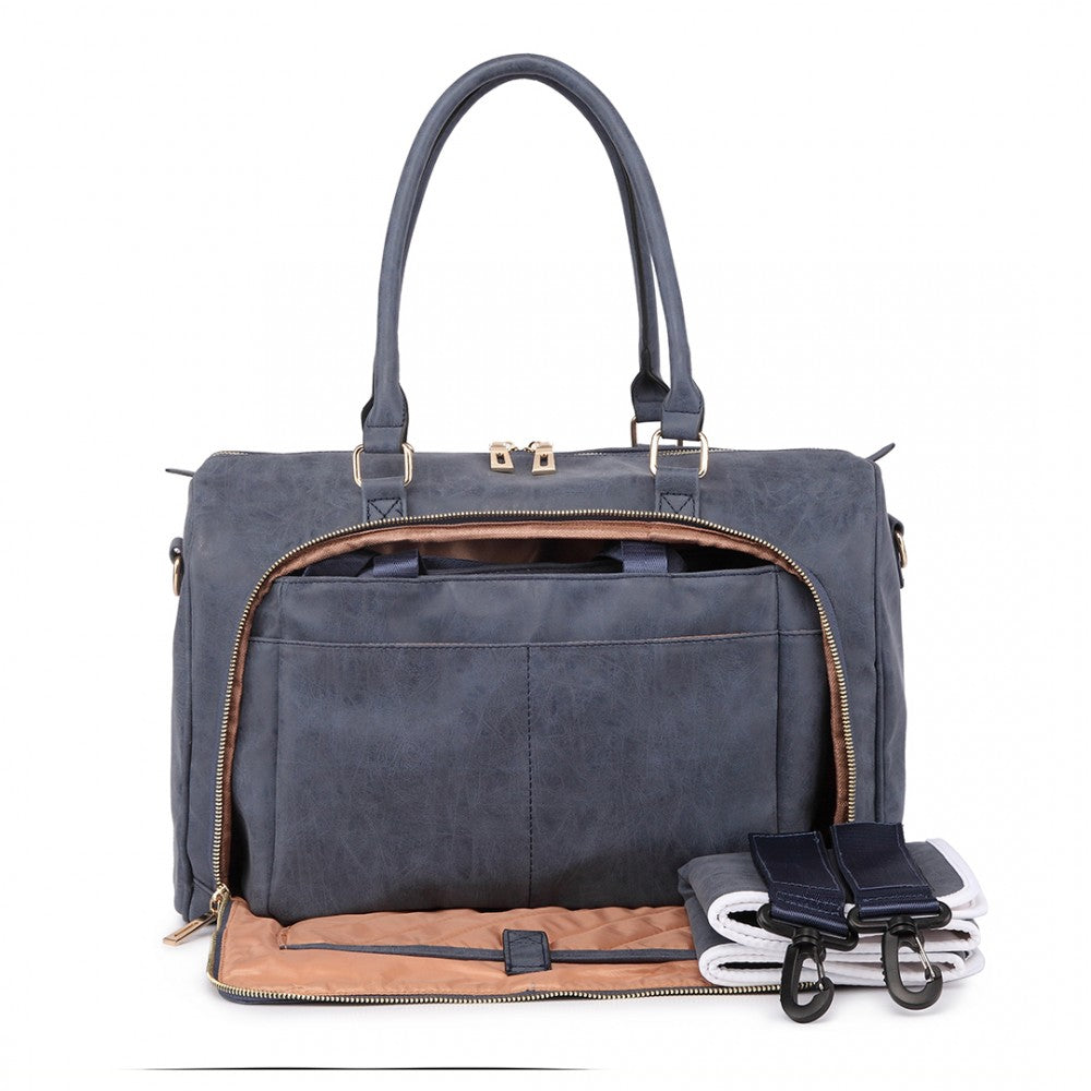 Miss Lulu Leather Look Maternity Changing Shoulder Bag Navy