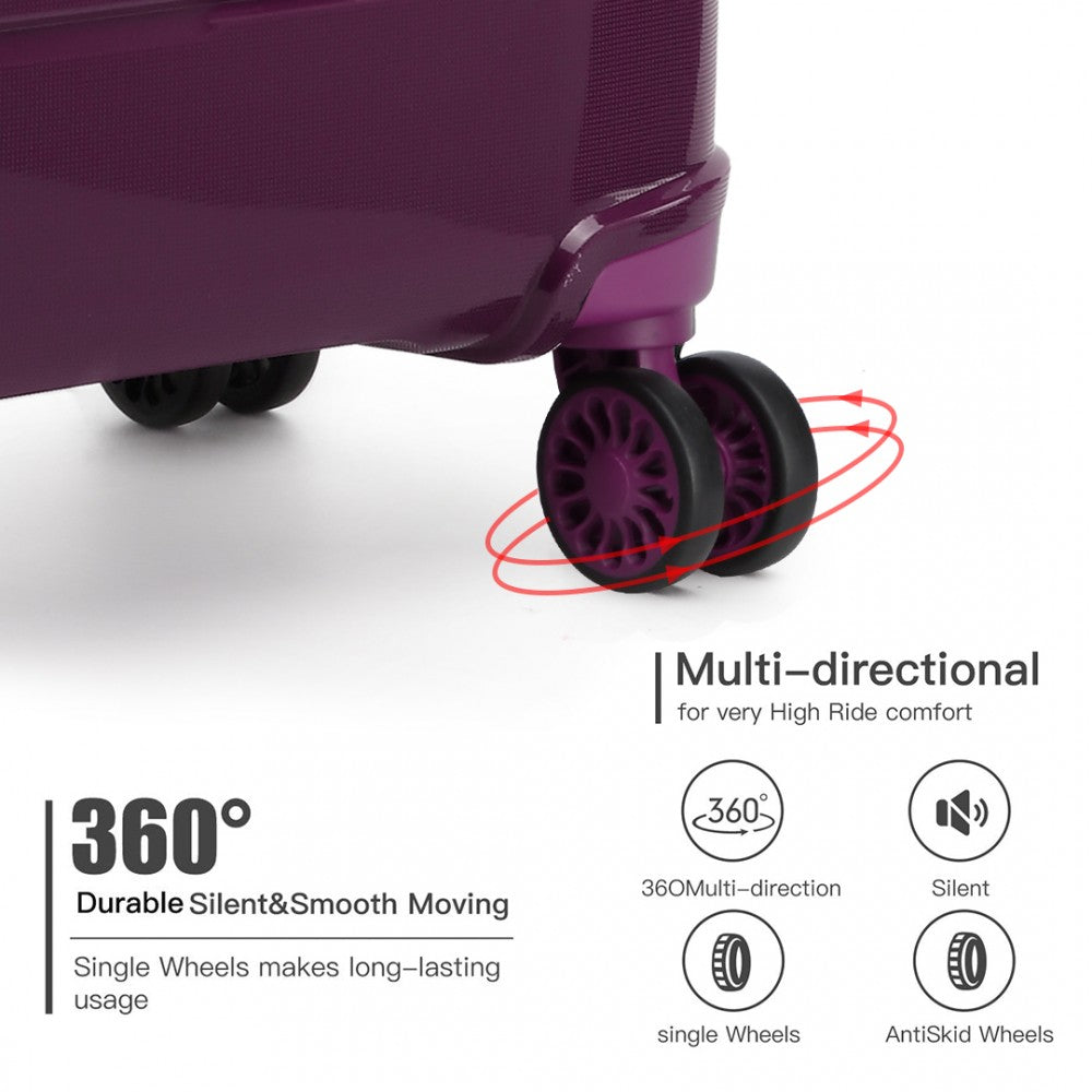 Kono 20/24/28” Hard Shell PP Suitcase Set - Purple