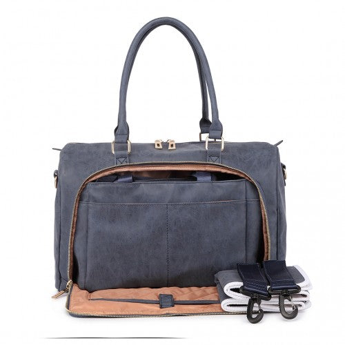 Miss Lulu Leather Look Maternity Changing Shoulder Bag Navy