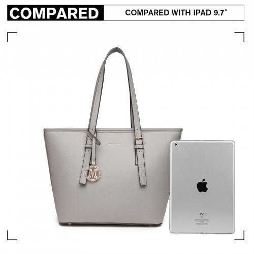 Miss Lulu Minimalist Tote Handbag Structured - Grey