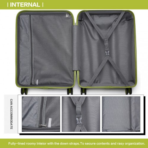 Kono Bright Hard Shell PP Suitcase 3 Pieces Set - Classic Collection - Green