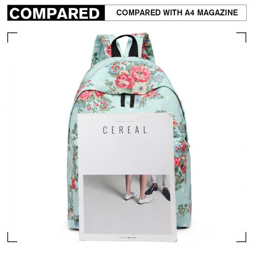 Miss Lulu Large Backpack Flower Polka Dot  - Light Blue