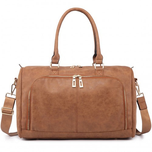 Miss Lulu Leather Look Maternity Changing Shoulder Bag Brown