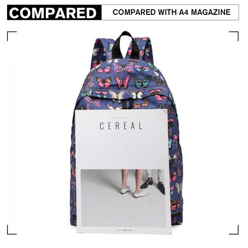 Miss Lulu Large Backpack Butterfly Navy