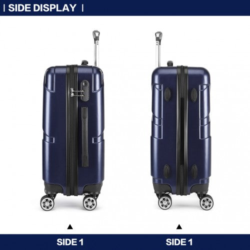 Kono 20 Inch Bandage Effect Hard Shell Suitcase - Navy