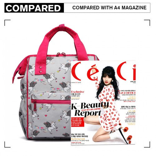 Miss Lulu Child's Unicorn Backpack With Pencil Case - Grey