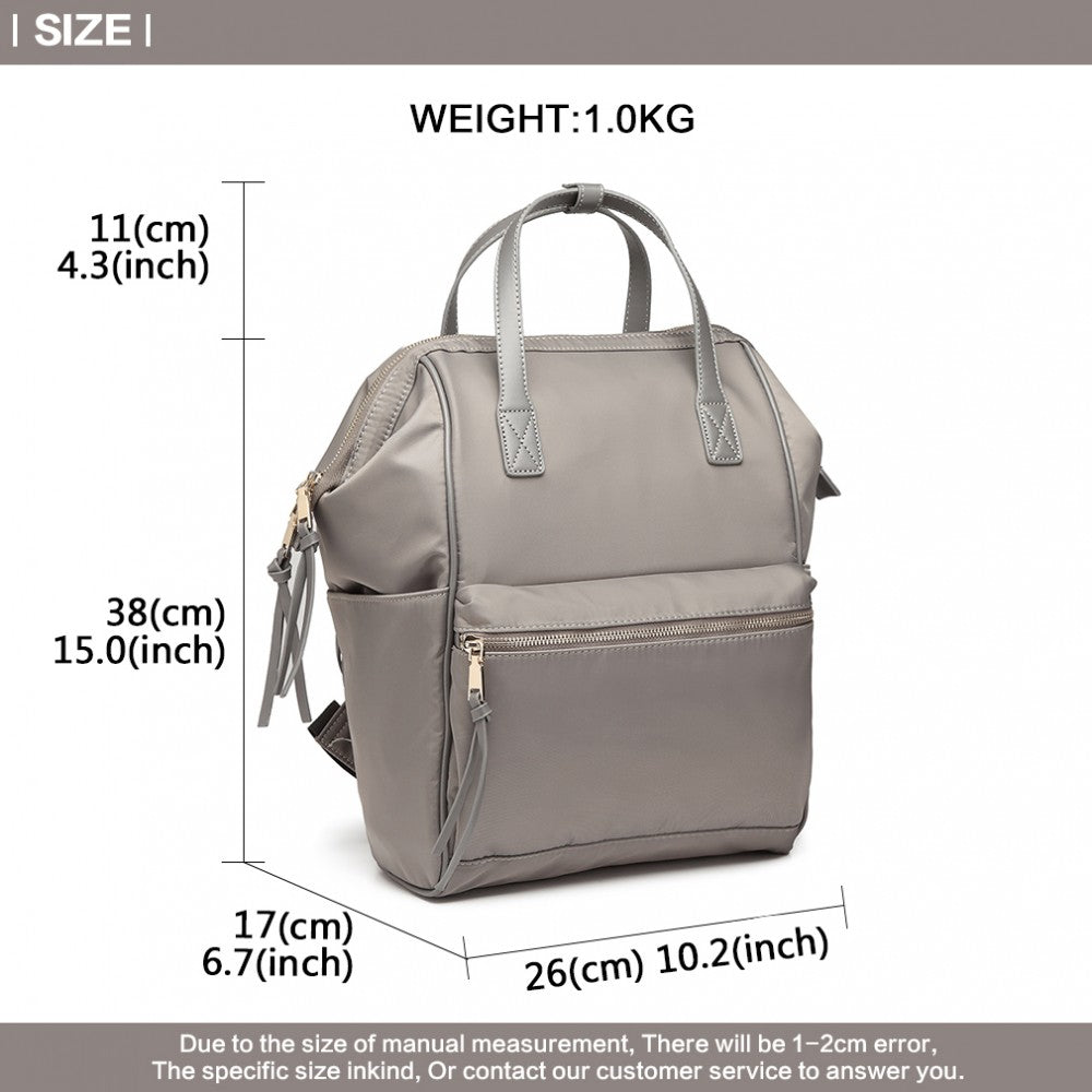 Miss Lulu Portable Waterproof Nylon Backpack School Bag Grey