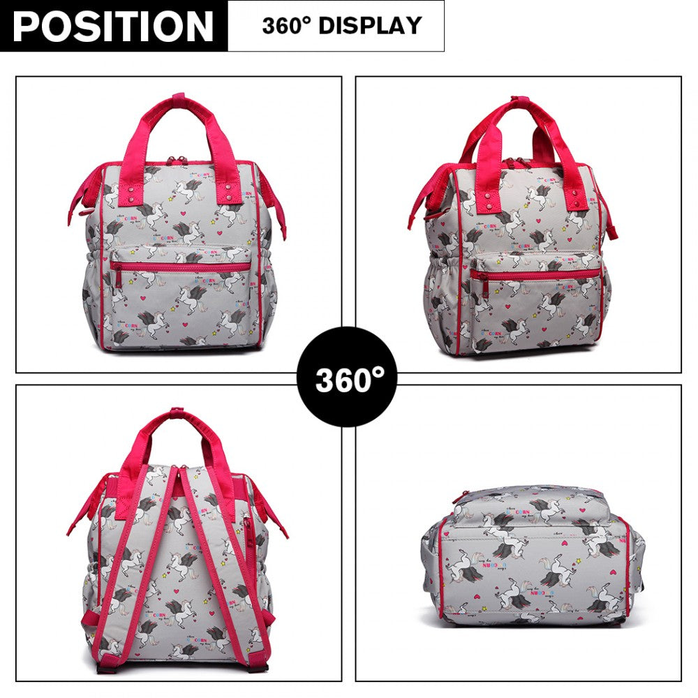 Miss Lulu Child's Unicorn Backpack With Pencil Case - Grey