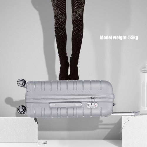 Kono Multi Texture Hard Shell PP Suitcase 3 Pieces Set - Classic Collection - Grey