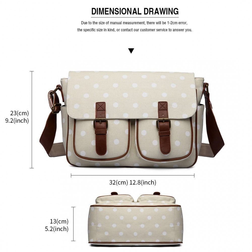 Miss Lulu Oilcloth Satchel Polka Dot - Beige