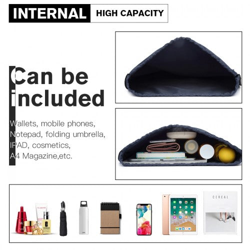 Kono Polyester Drawstring Backpack - Navy