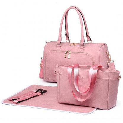 Miss Lulu Leather Look Maternity Changing Shoulder Bag Pink
