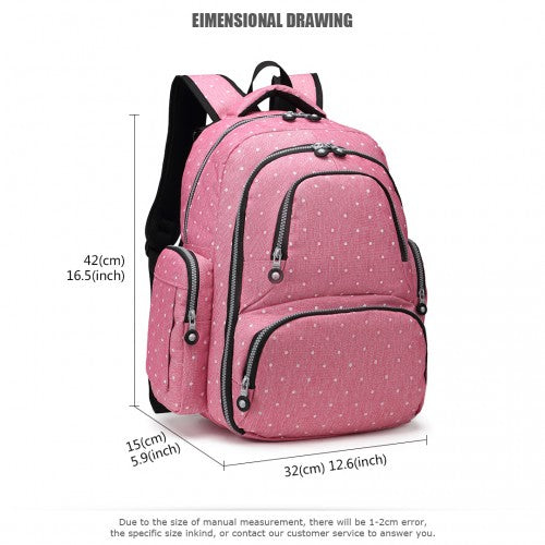 Kono Large Capacity Multi Function Baby Diaper Backpack Polka Dot Pink