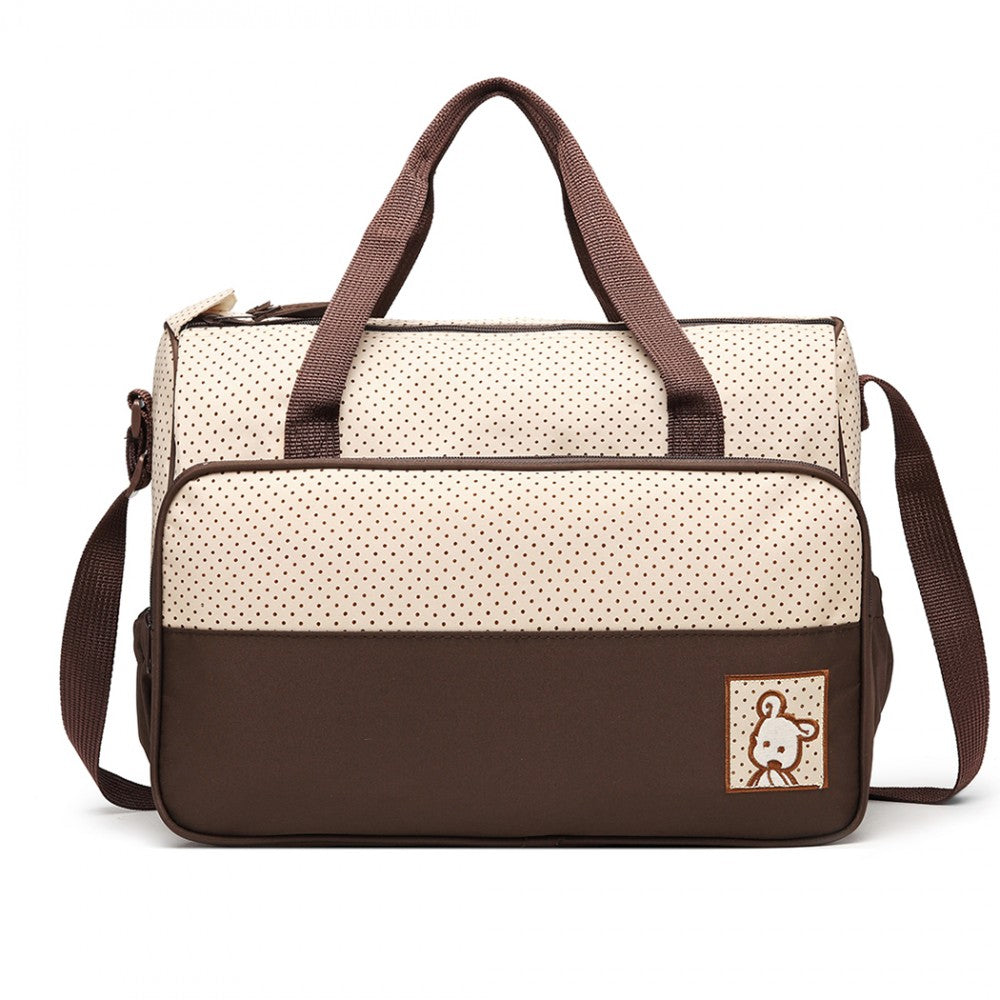 Miss Lulu Polyester 5 Pcs Set Maternity Baby Changing Bag Dot - Brown