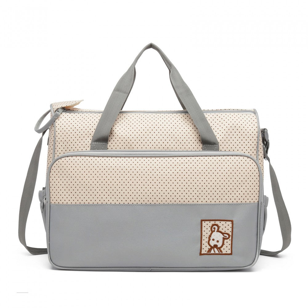 Miss Lulu Polyester 5 Pcs Set Maternity Baby Changing Bag Dot - Light Grey
