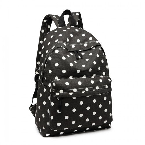 Miss Lulu Large Backpack Polka Dot Black