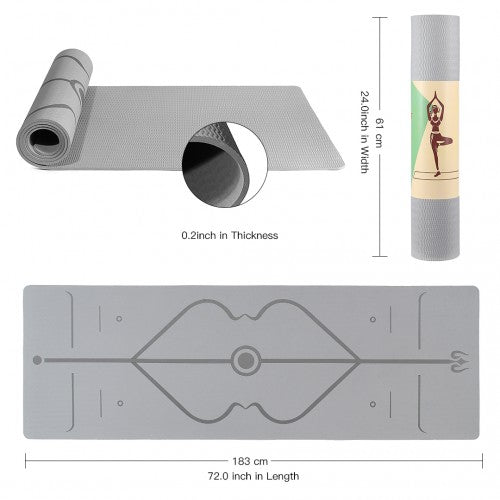 Kono TPE Non-Slip Classic Yoga Mat - Grey