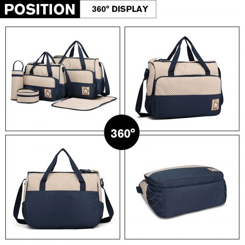 Miss Lulu Polyester 5 Pcs Set Maternity Baby Changing Bag Dot - Navy