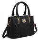 Miss Lulu Leather Look Weave Effect Shoulder Bag - Black