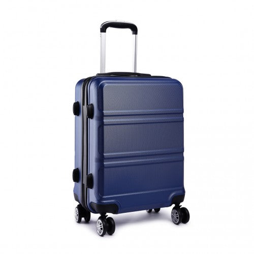 Kono Abs Sculpted Horizontal Design 24 Inch Suitcase - Navy Blue