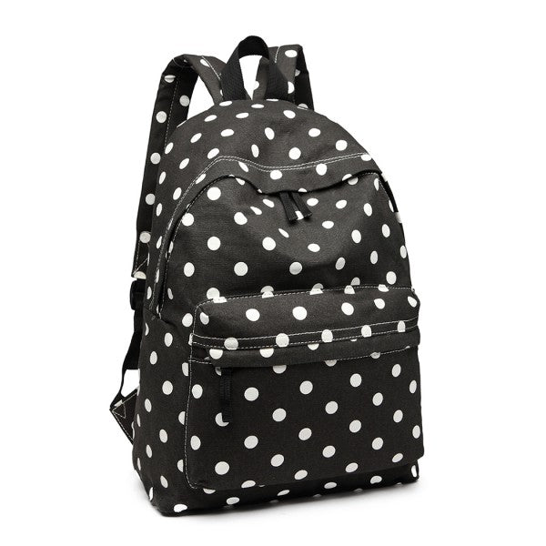 Miss Lulu Large Backpack Polka Dot Black