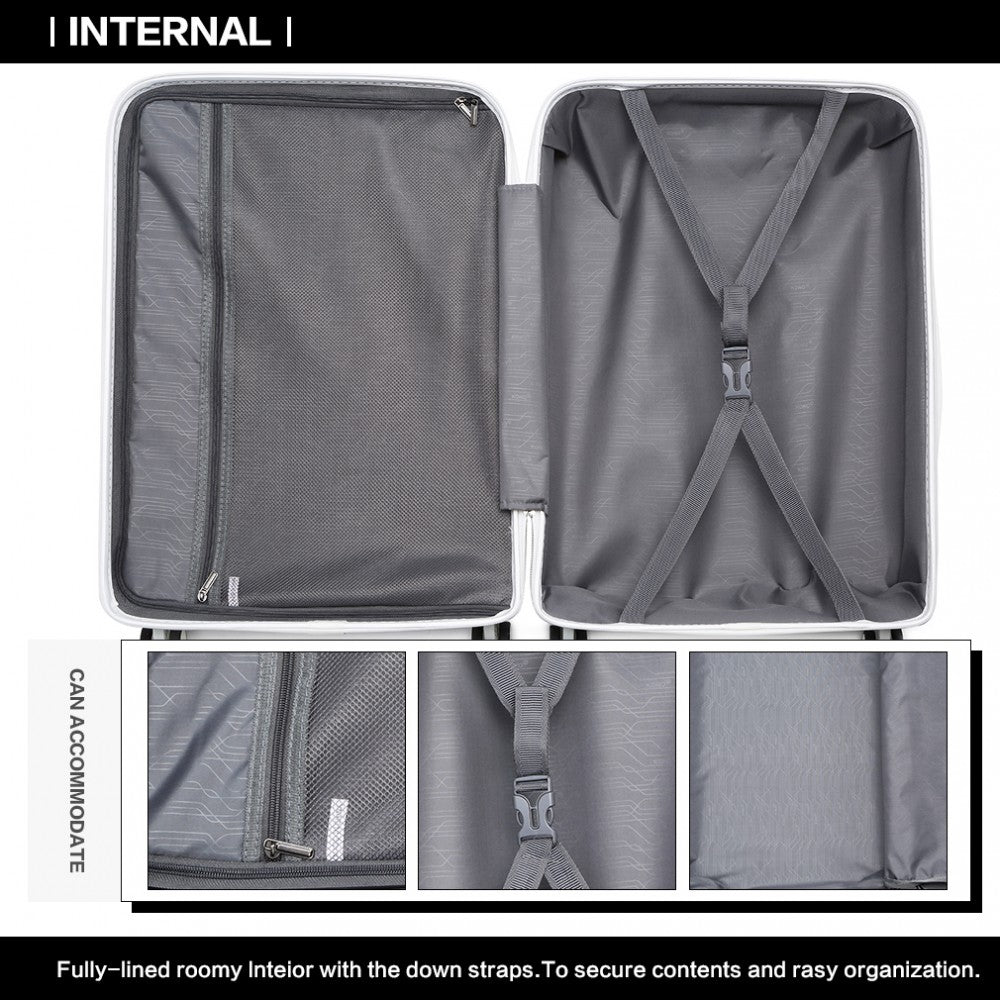 Kono Multi Texture Hard Shell PP Suitcase 3 Pieces Set - Classic Collection - Grey
