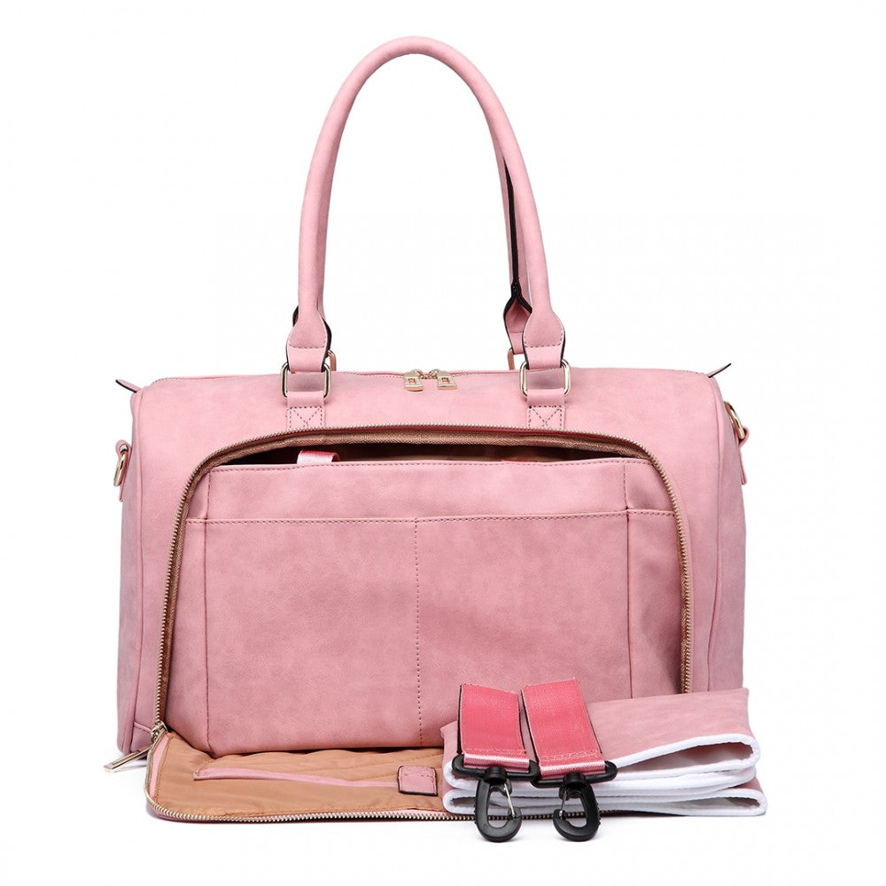 Miss Lulu Leather Look Maternity Changing Shoulder Bag Pink