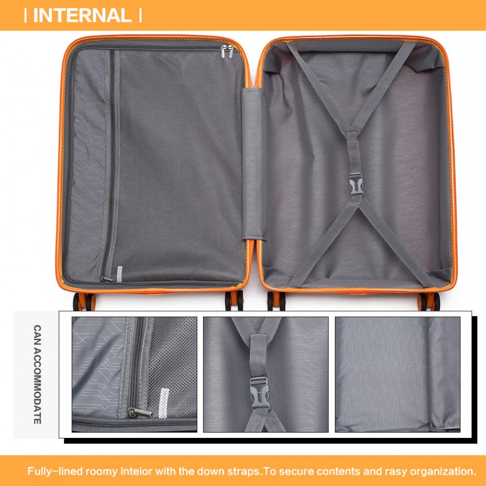 Kono Bright Hard Shell PP Suitcase 3 Pieces Set - Classic Collection - Orange