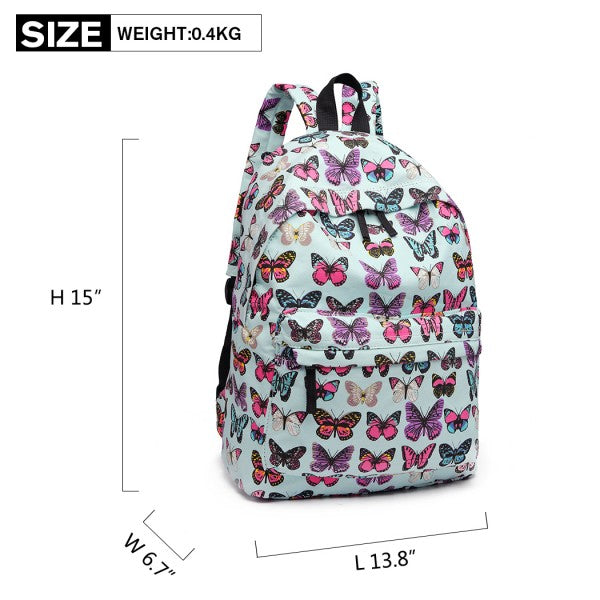 Miss Lulu Large Backpack Butterfly Blue