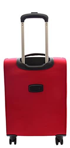 House Of Leather Cabin Size Suitcase Four Wheel Luggage HL22 Red