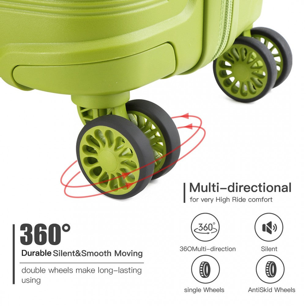 Kono 24 Inch Bright Hard Shell Pp Suitcase - Classic Collection - Green