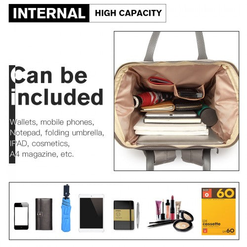 Miss Lulu Portable Waterproof Nylon Backpack School Bag Grey