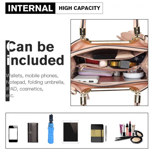 Miss Lulu PU Leather Rose Hanging Ornament Handbag - Pink