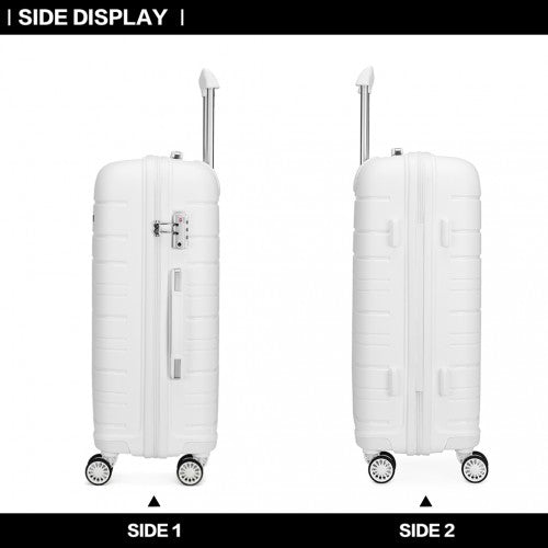 Kono 28 Inch Multi Texture Hard Shell Pp Suitcase - Classic Collection - White
