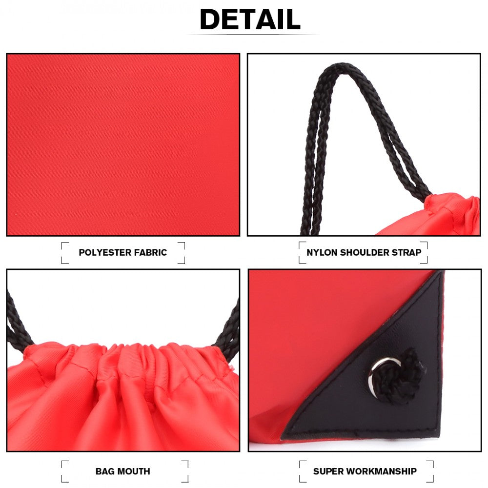 Kono Polyester Drawstring Backpack - Red