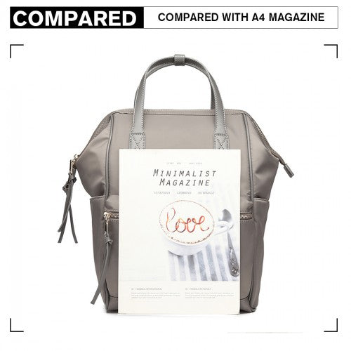 Miss Lulu Portable Waterproof Nylon Backpack School Bag Grey