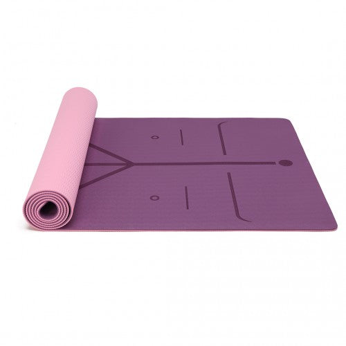 Kono TPE Non-Slip Classic Yoga Mat - Purple & Pink