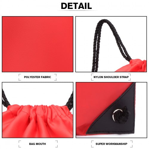 Kono Polyester Drawstring Backpack - Red