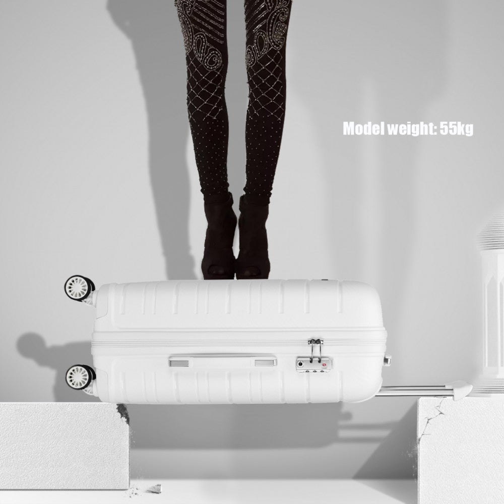 Kono 24 Inch Multi Texture Hard Shell Pp Suitcase - Classic Collection - White